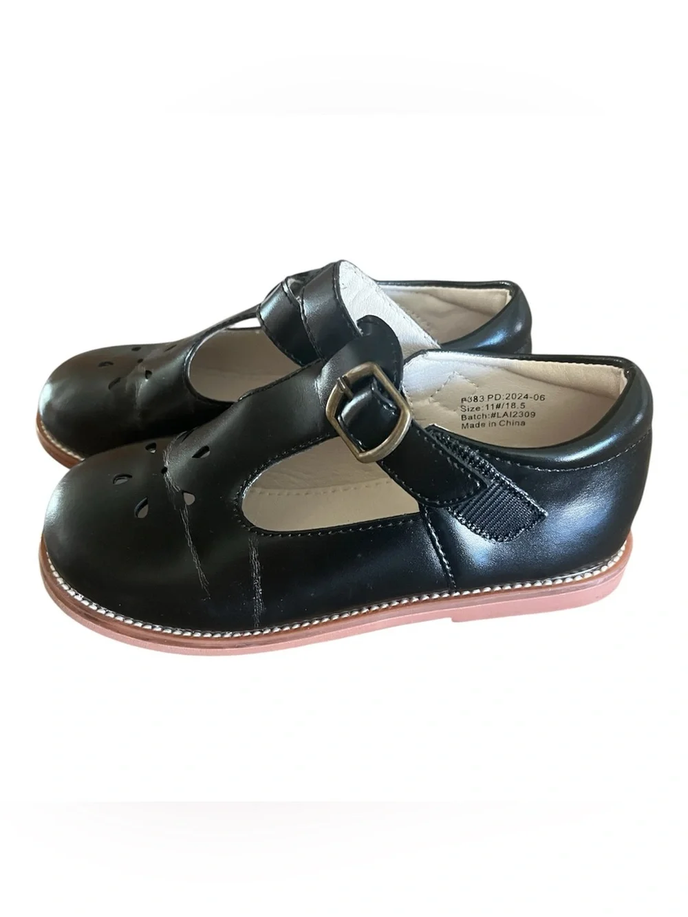 Felix & Flora Black Mary Jane Flats Floral Cutout Girls Size 11